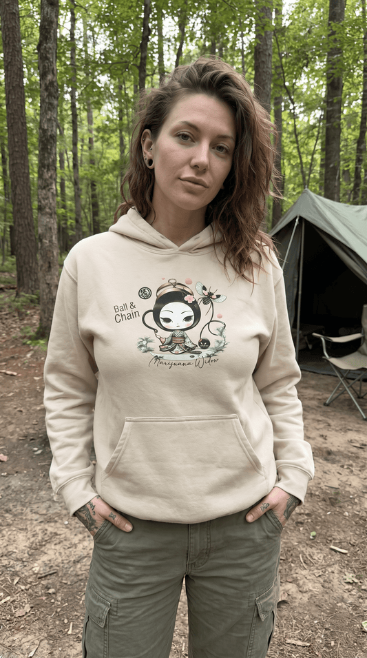 Geisha Angel — Ball & Chain - Kawaii Bamboo Garden Hoodie - Cute Graphic Unisex Sweatshirt - Marijuana Widow