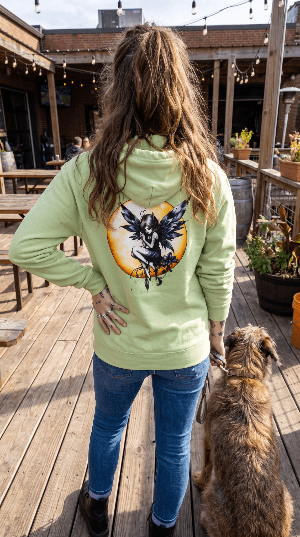 Fairy Moon Hoodie — Girl in the Moon - Fantasy Fairy with Crescent Moon Graphic - Marijuana Widow