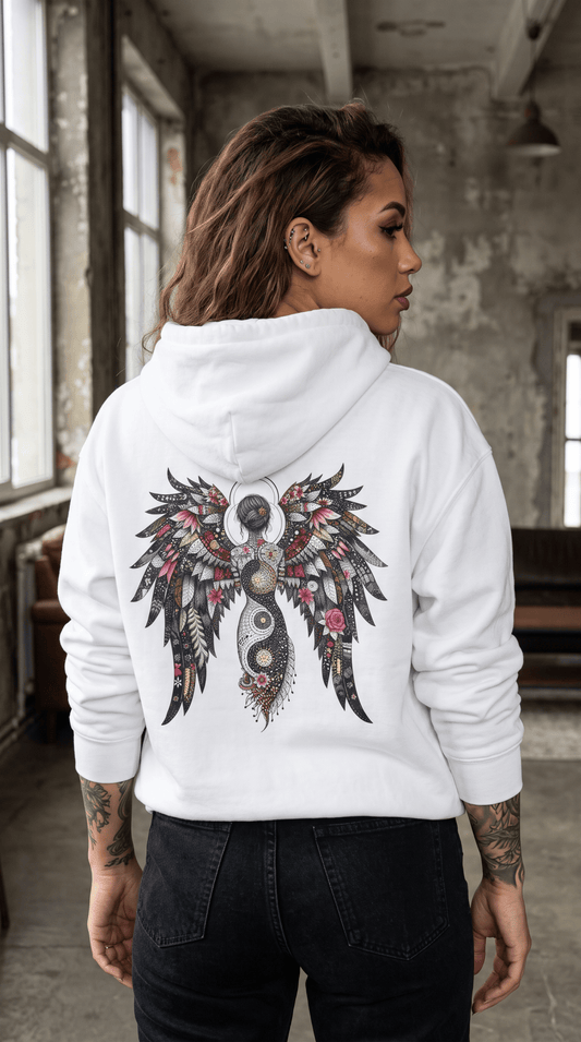 Angel Wings - Angel of Peace — Floral Gothic Spiritual Hoodie - Marijuana Widow