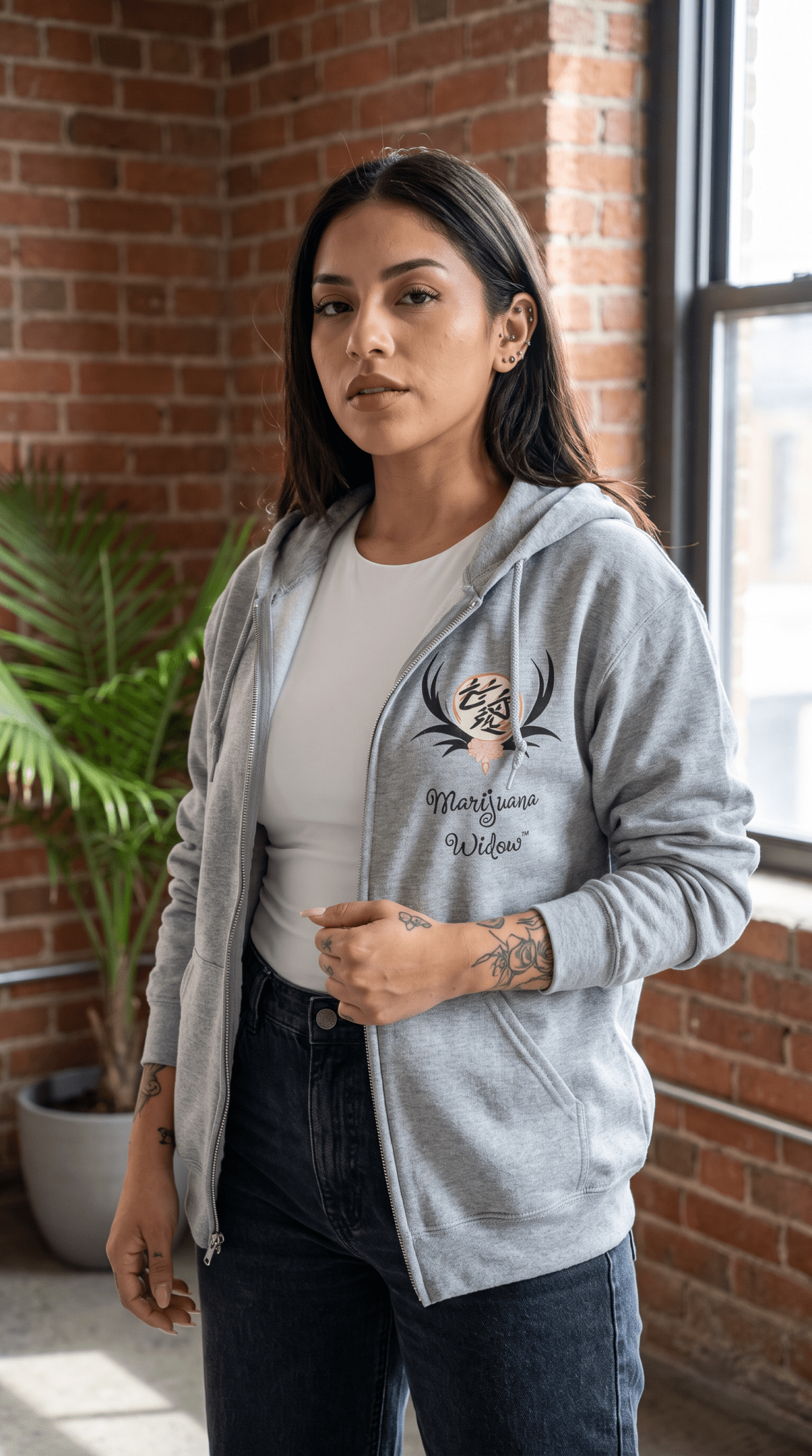 Dragon Sakura Zip Hoodie — Japanese Floral Dragon Full-Zip Unisex Sweatshirt - Marijuana Widow