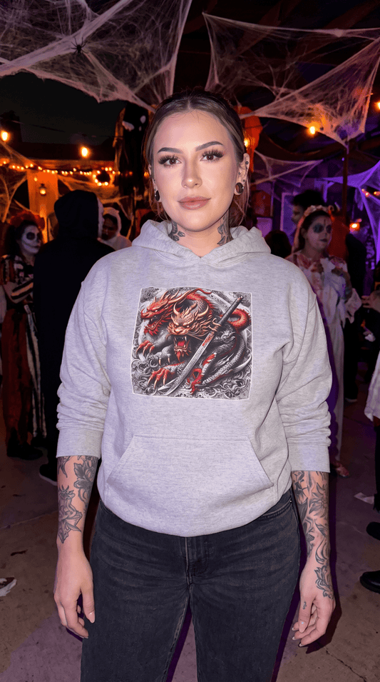 Dragon Warrior Hoodie - Japanese Demon Samurai Graphic Unisex Sweatshirt - Marijuana Widow