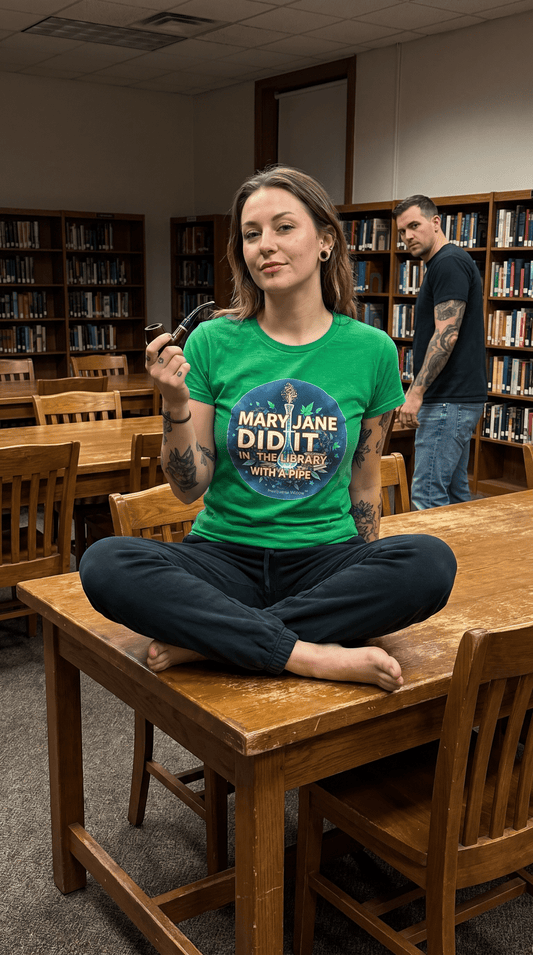 Mary Jane Did It in the Library - Women's Tee - Marijuana Widow