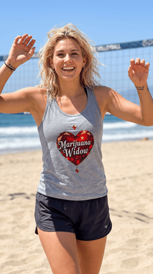 Marijuana Widow Red Heart Tank Top — Women's Cotton Cannabis Graphic Tank - Marijuana Widow