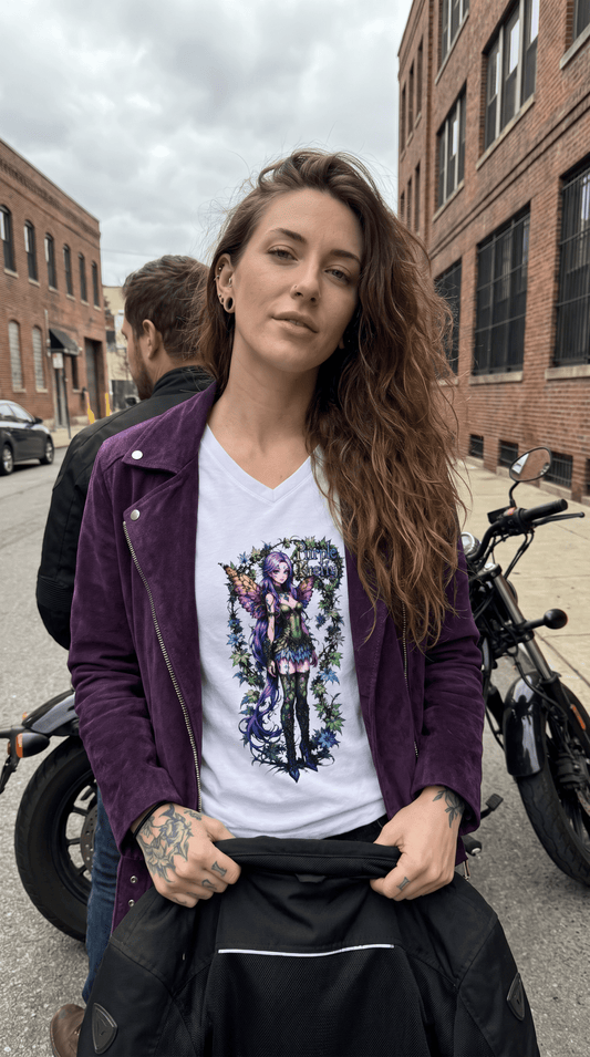 Fairy Anime Purple Kushy - V-Neck Women's Tee - Marijuana Widow