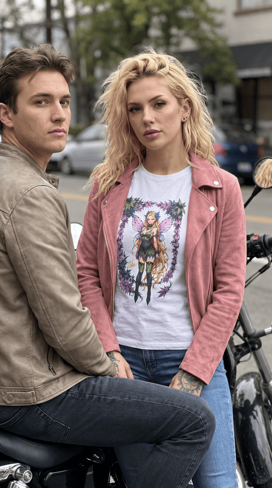 Fairy Garden Floral Elf - Pink Wings and Boots - Women's Tee - Marijuana Widow