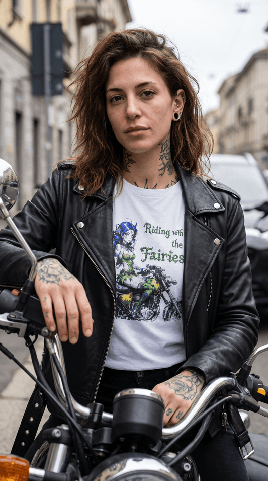 'Riding with the Fairies' Motorcycle Fairy - Fairy Anime - Women's Tee - Marijuana Widow