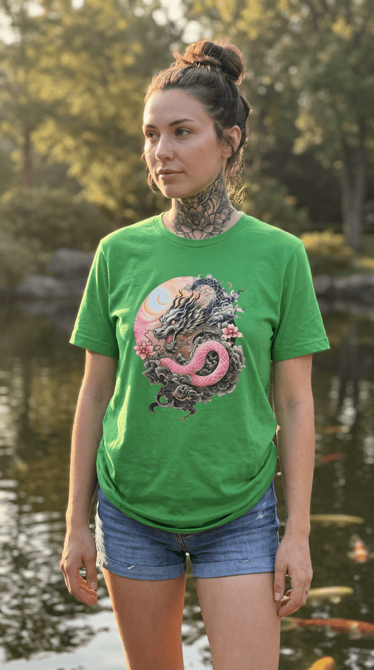 Dragon Serpent Tee — Pink Asian Dragon Graphic Women's T-Shirt - Marijuana Widow