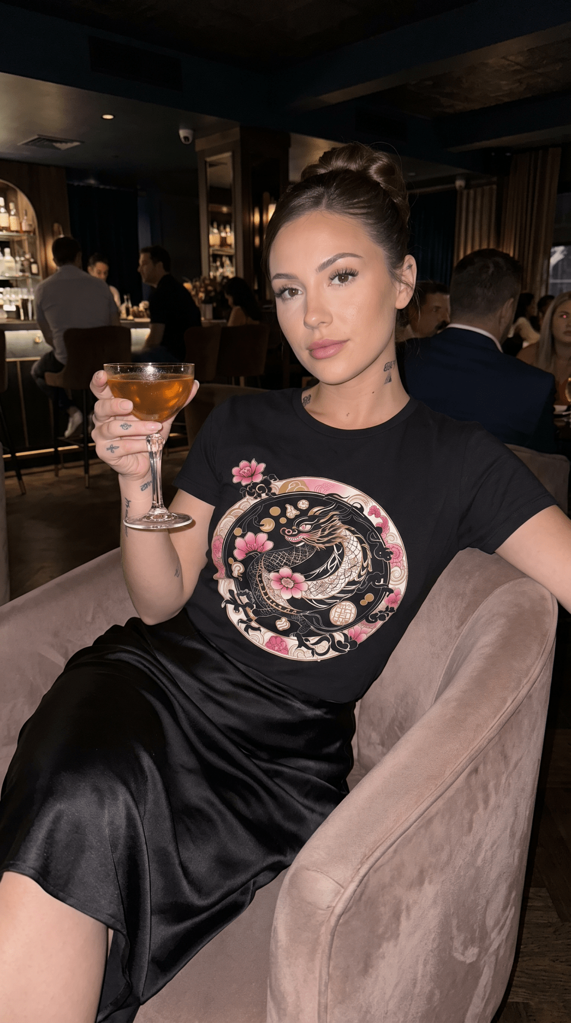 Sakura Dragon Floral Graphic Women's Tee - Marijuana Widow