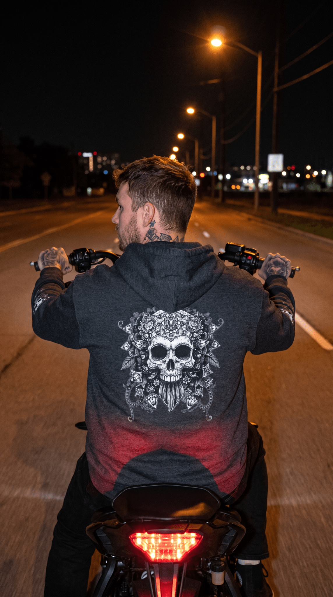 Marijuana Widow "Endangered Skull" Graphic Hoodie - Ink Art Sweatshirt with Front Back Sleeves Graphics - Marijuana Widow