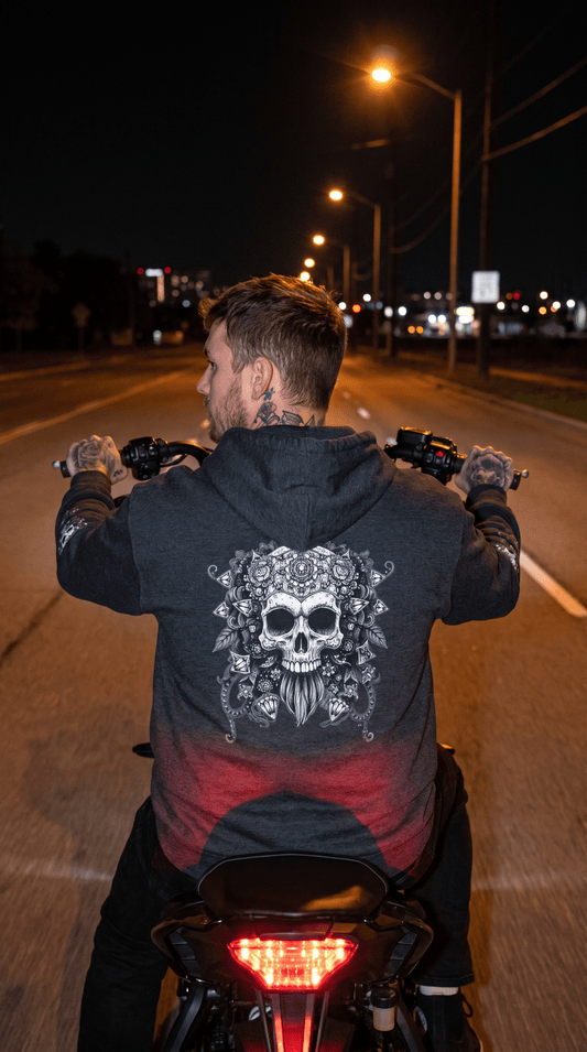 Marijuana Widow "Endangered Skull" Graphic Hoodie - Ink Art Sweatshirt with Front Back Sleeves Graphics - Marijuana Widow