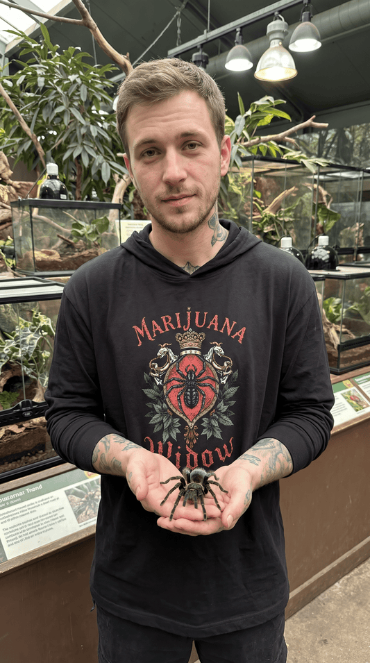 Marijuana Widow "Spider Crest" Long Sleeve Hooded T-Shirt - Marijuana Widow