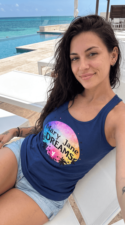 Mary Jane Dreams Tank Top - Colorful Boho Floral Graphic Tank - Marijuana Widow