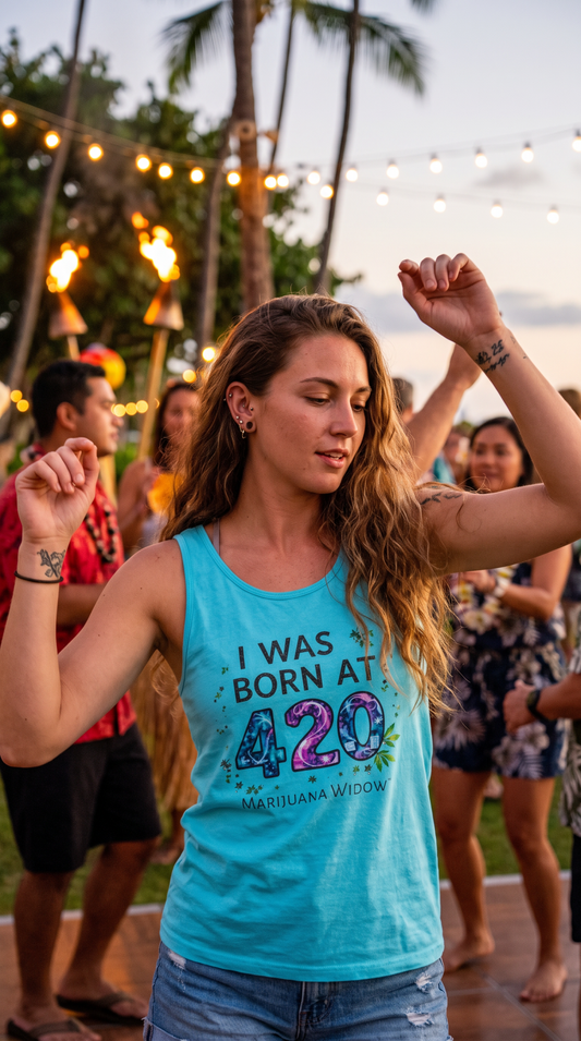 Born at 4/20 Tank Top – 'I Was Born At 420' Cannabis Graphic Tank - Unisex Tank Top - Marijuana Widow
