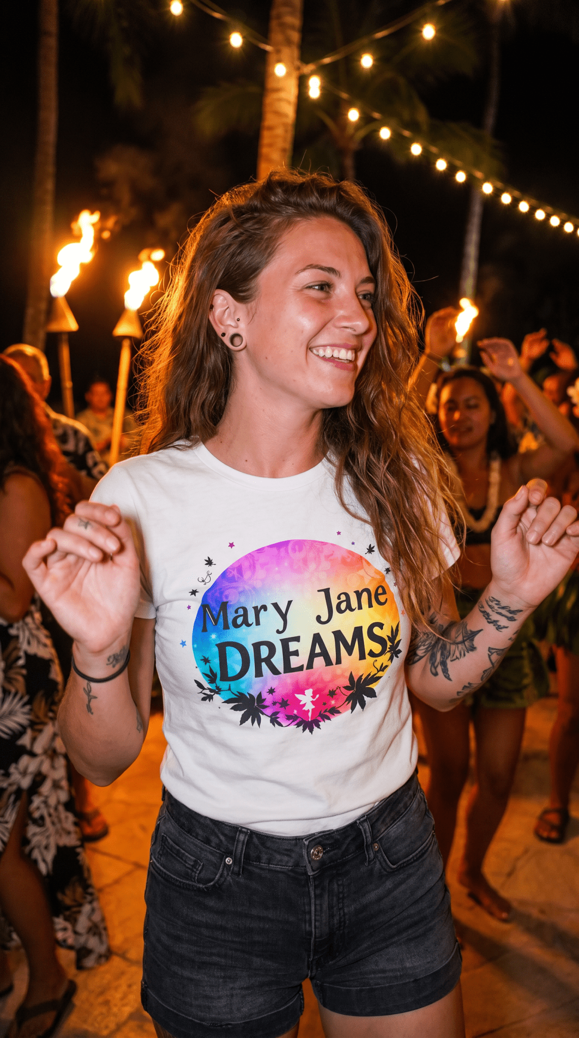 Mary Jane Dreams Tee — Colorful Fairy Psychedelic Cannabis Women's T-Shirt - Marijuana Widow