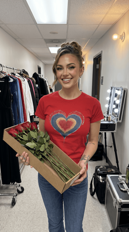 Heart Watercolor Tee — Rainbow Distressed Heart Graphic Women's Tee - Marijuana Widow
