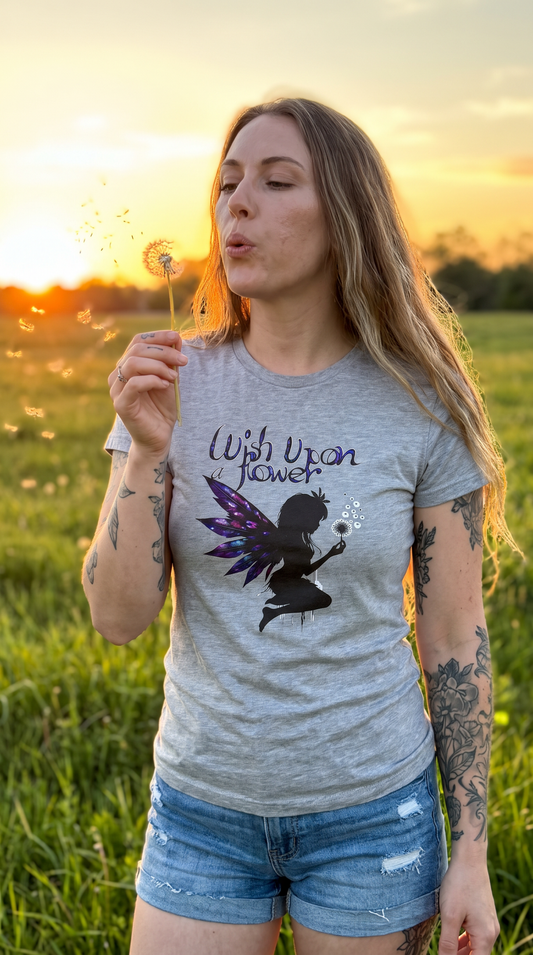 Dandelion Fairy Silhouette T‑Shirt — Wish Upon a Flower Magical Fantasy - Women's T-shirt - Marijuana Widow