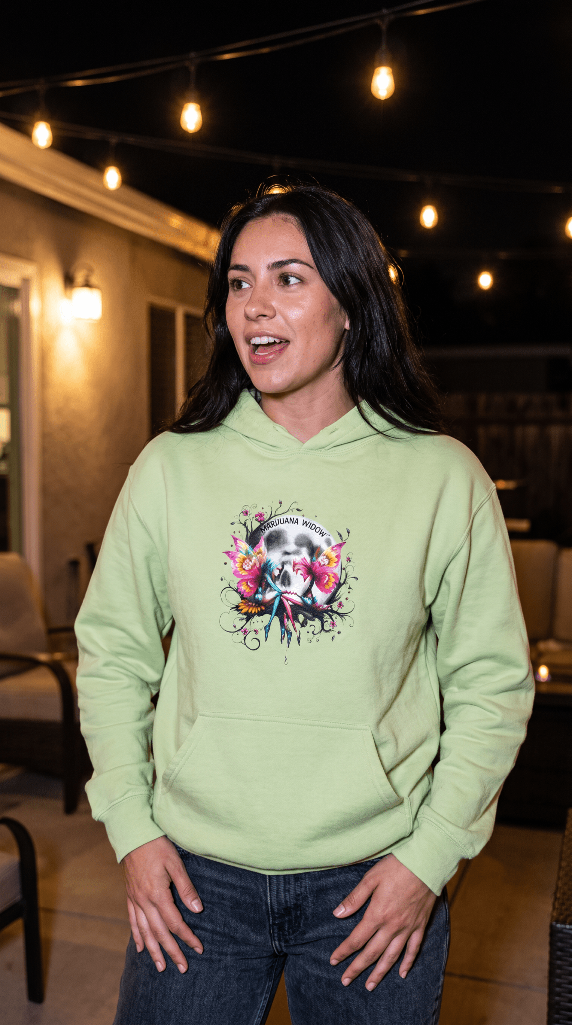 Moon Fairy - Dreamin' Butterfly Hoodie — Vintage Floral Graphic Unisex Pullover - Marijuana Widow