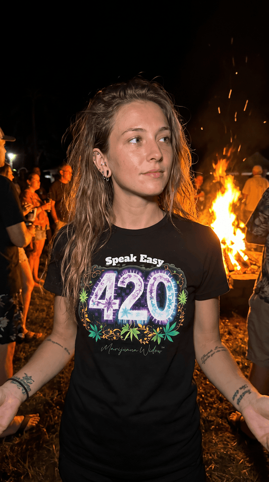 420 Speak Easy T-Shirt — Women's Cannabis Club Tee - Marijuana Widow