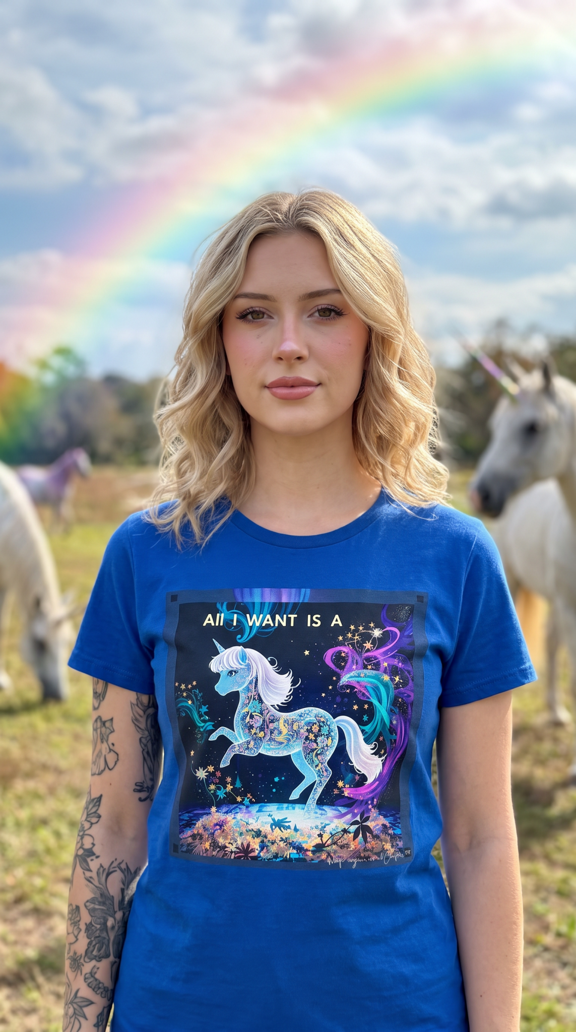 All I Want Is a Unicorn (Blue) — Women's Tee - Marijuana Widow