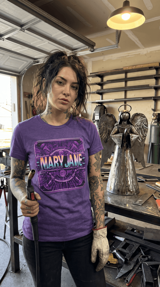 Mary Jane Dreams (Pink/Purple Metal) — Women's Tee - Marijuana Widow