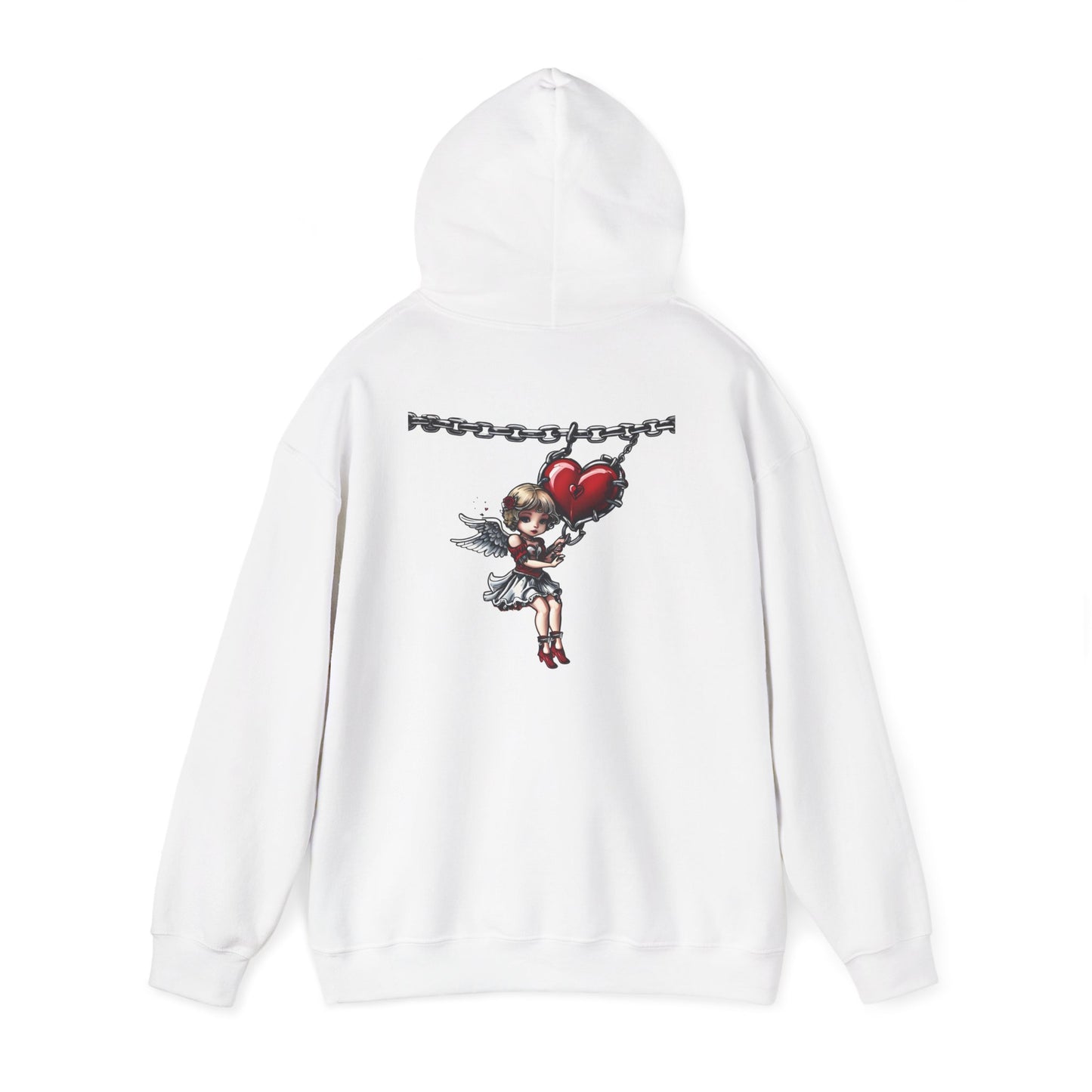 Cupid Girl Heart Necklace Hoodie – Cute Romantic Graphic Unisex Sweatshirt