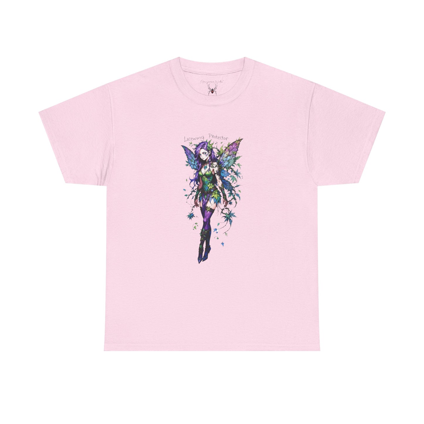Fairy Art Tee — Lacewing Protector - Purple Green Watercolor Fairy Graphic - Unisex T-Shirt