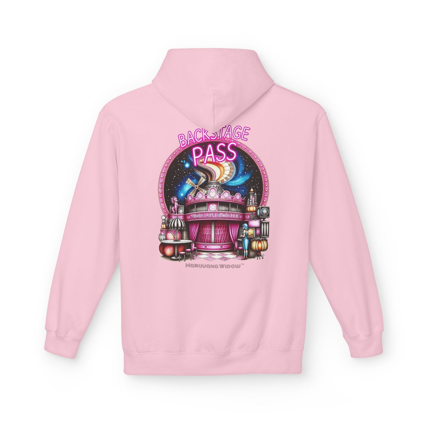 Backstage Pass Hoodie - Boozy Fairy - Neon Burlesque Theater Graphic Unisex Pullover - Marijuana Widow