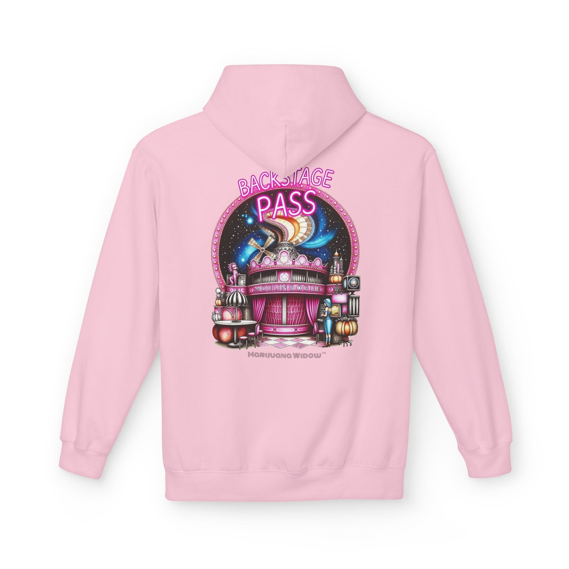 Backstage Pass Hoodie - Boozy Fairy - Neon Burlesque Theater Graphic Unisex Pullover - Marijuana Widow