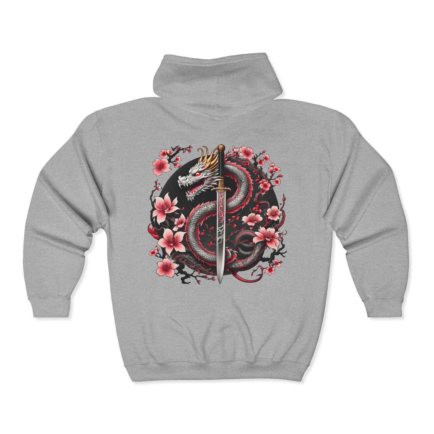 Black Dragon, Black Moon - Dragon Dagger Zip Hoodie – Sakura Sword Back Graphic