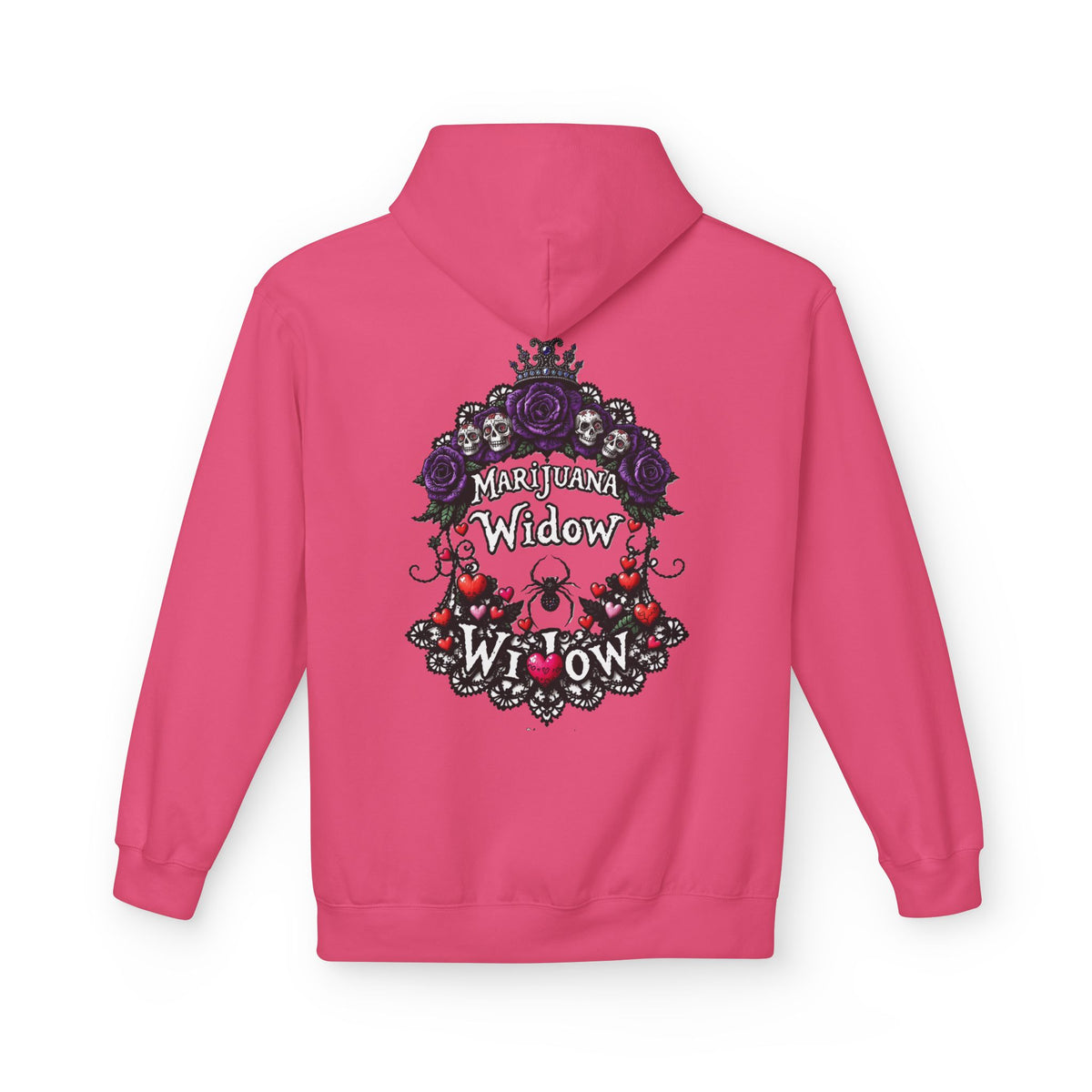 Queen of Hearts Hoodie - Spider Heart Drop Floral Sweatshirt Pullover - Marijuana Widow