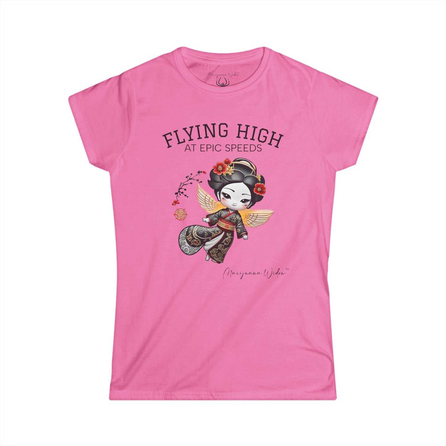 Geisha Angel — Flying High — Floral Kokeshi Doll Women's Tee
