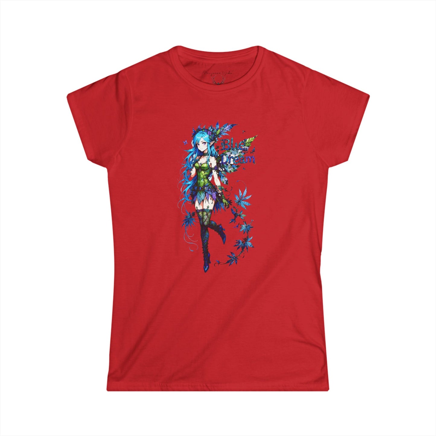 Blue Dream Anime Fairy T-Shirt — Floral Fantasy Graphic Unisex T-shirt