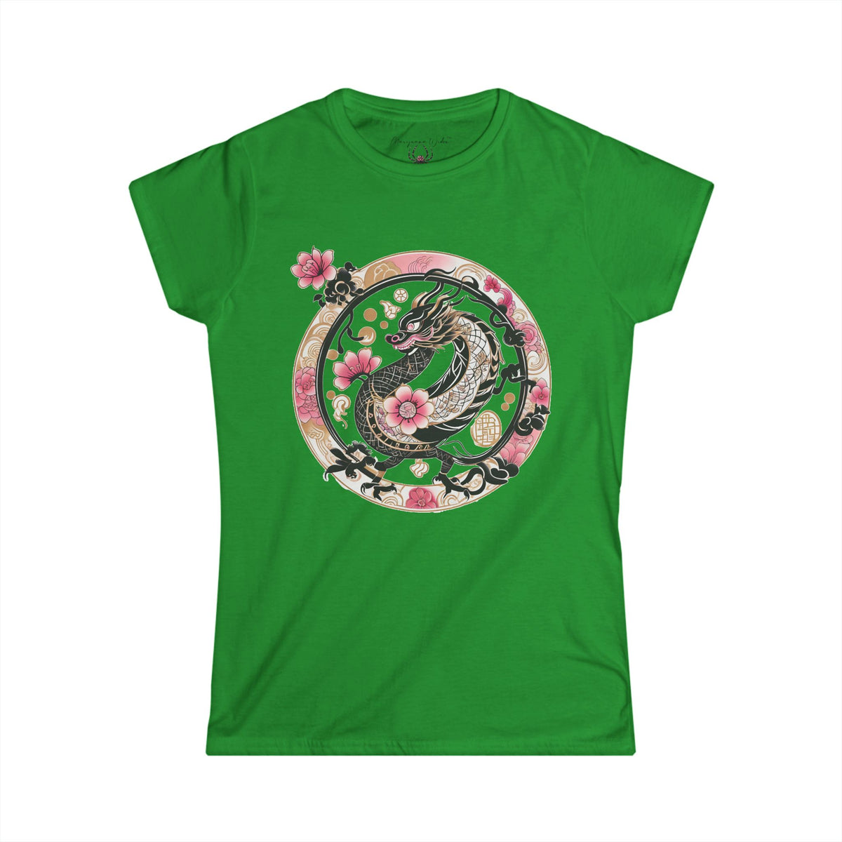Sakura Dragon Floral Graphic Women's Tee - Marijuana Widow