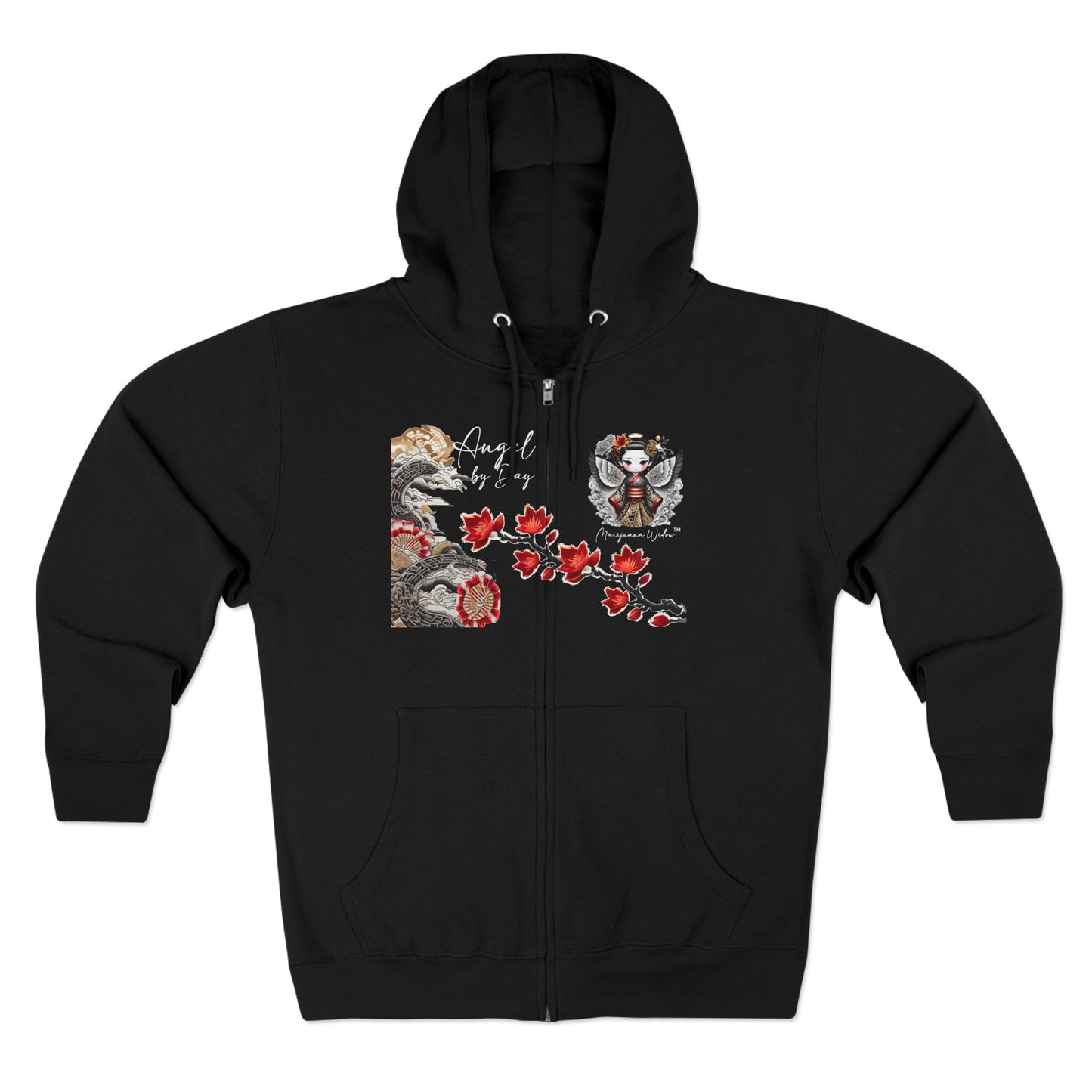 Angel by Day, Dragon by Night Zip-Hoodie - Japanese Dragon and Geisha Angel - Zip-Up Unisex Hoodie