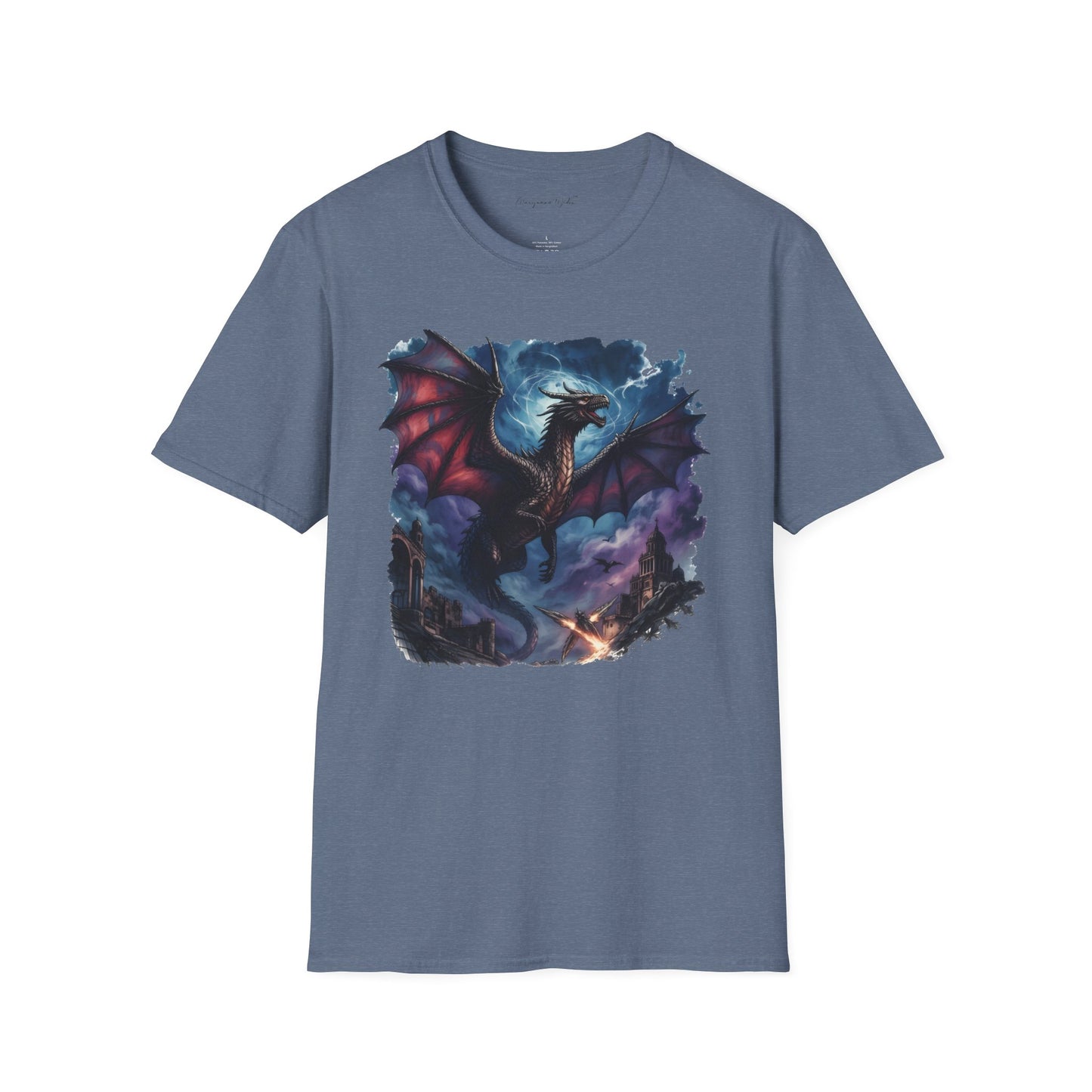 Dragon Night Above the Tower Unisex T-Shirt — Fantasy Dragon Artwork Tee