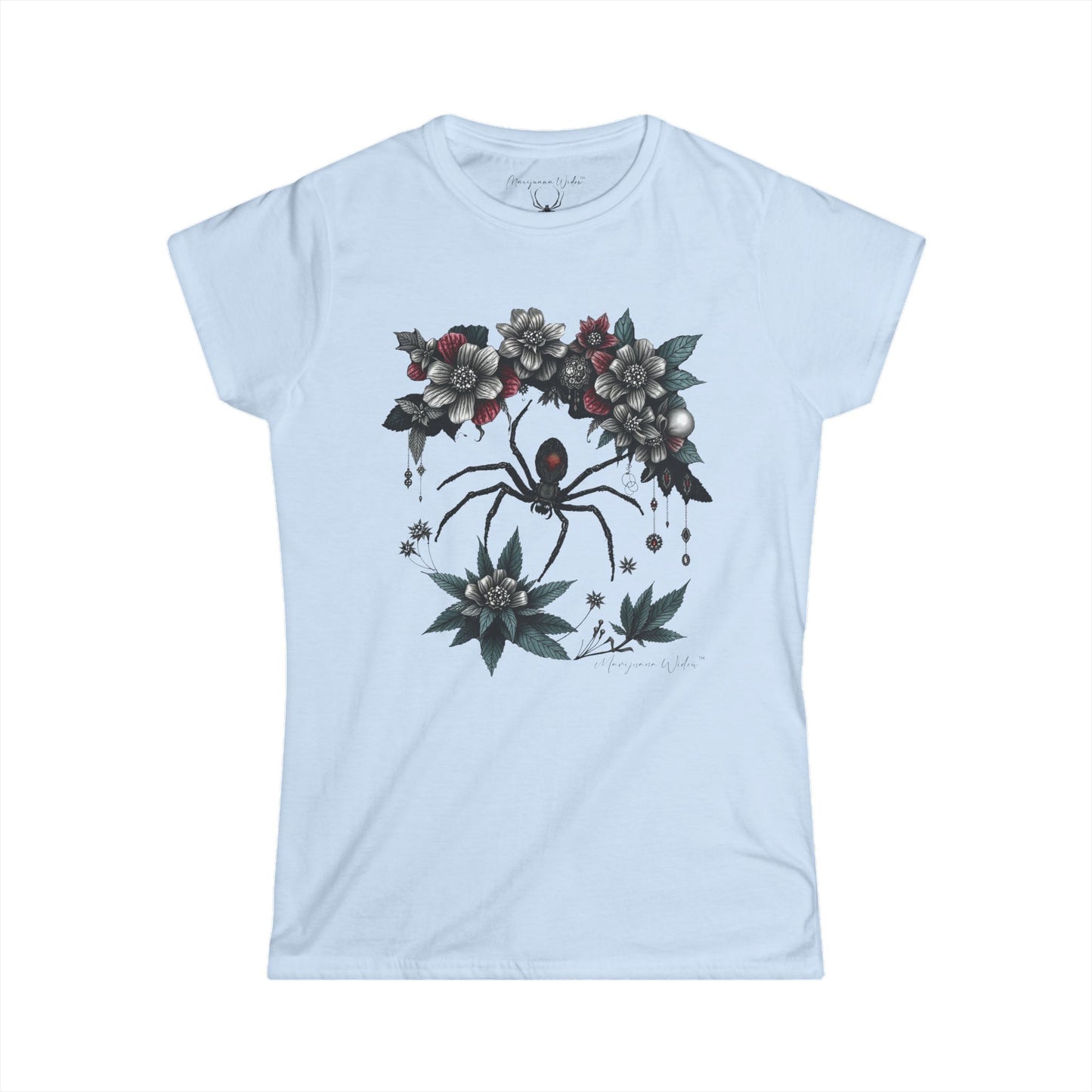 Bejeweled Black Widow Spider Floral - Women's Tee