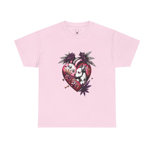 I Love Dogs - Chihuahua Valentine Heart Tee — Gothic Floral Dog Graphic Unisex T-Shirt