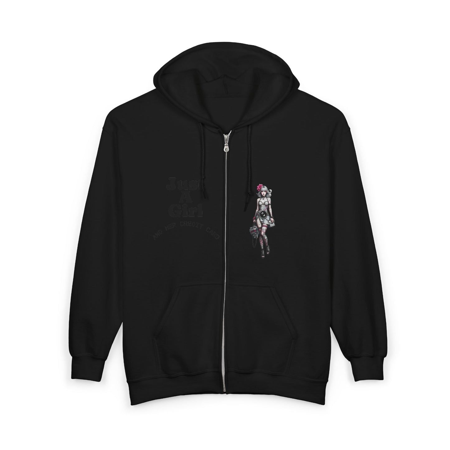 Angel Wings - Just A Girl - Graphic Full-Zip Hoodie