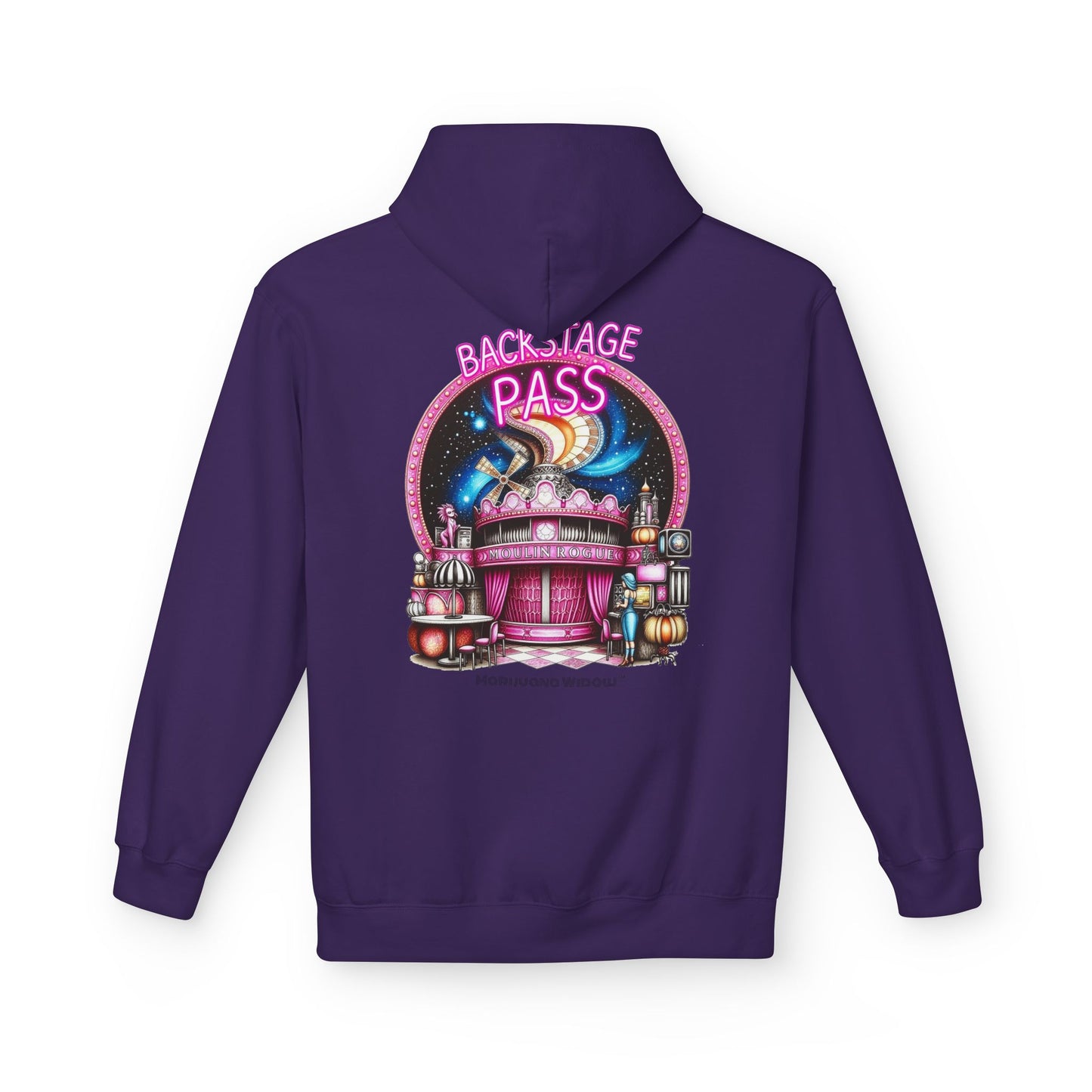 Backstage Pass Hoodie - Boozy Fairy - Neon Burlesque Theater Graphic Unisex Pullover - Marijuana Widow