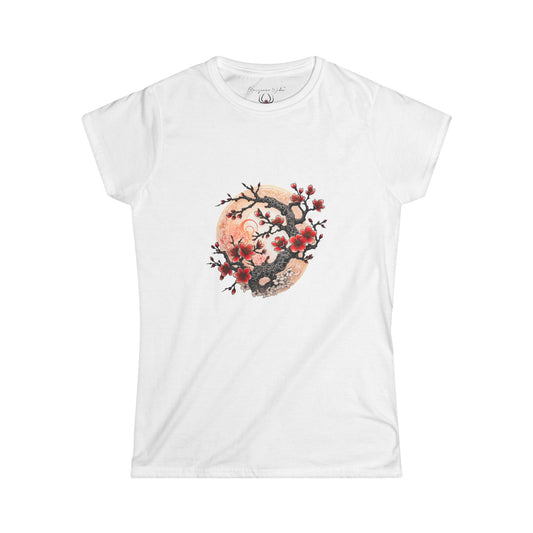 Cherry Blossom Yin Yang Tee — Floral Japanese Moon Graphic Shirt - Marijuana Widow
