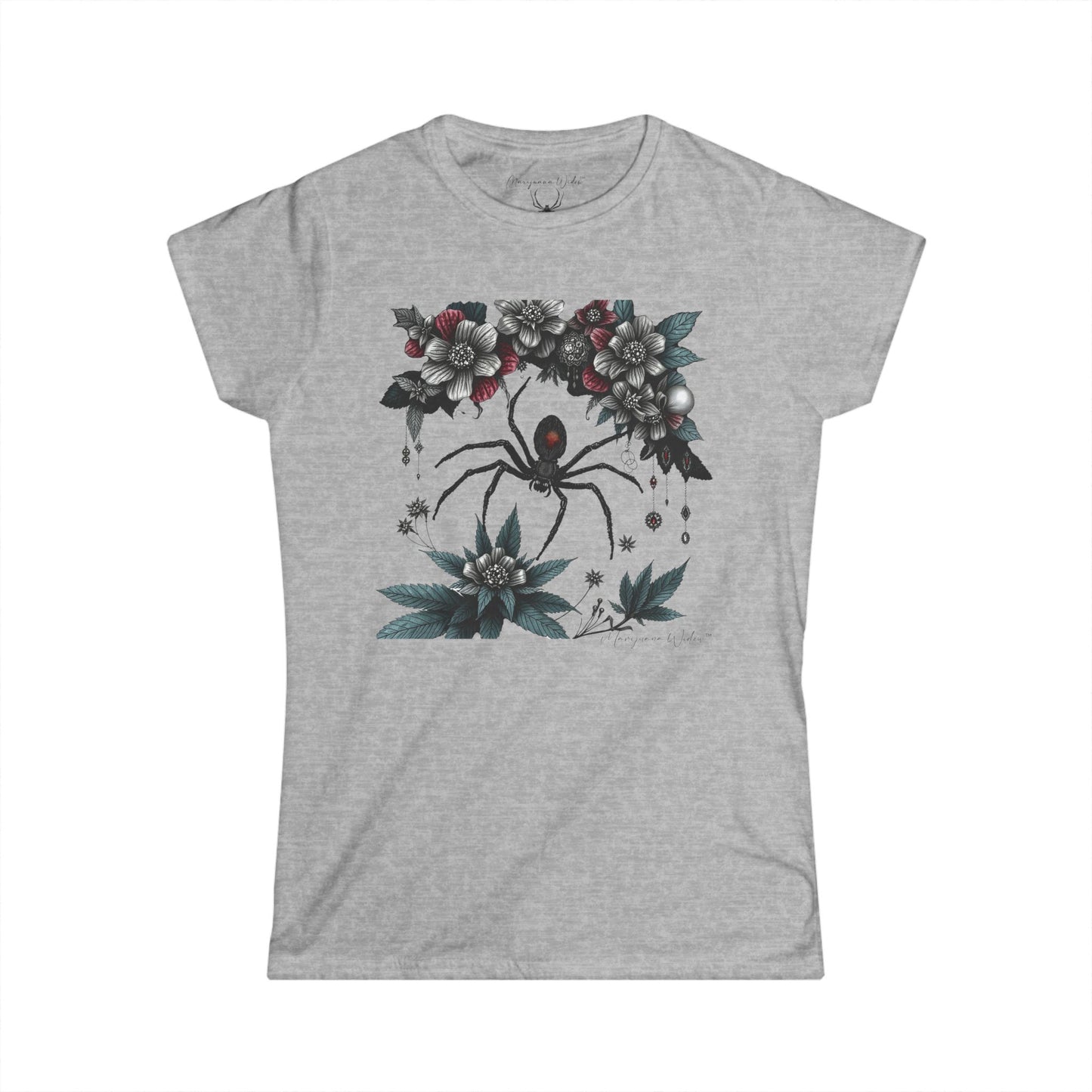 Bejeweled Black Widow Spider Floral - Women's Tee