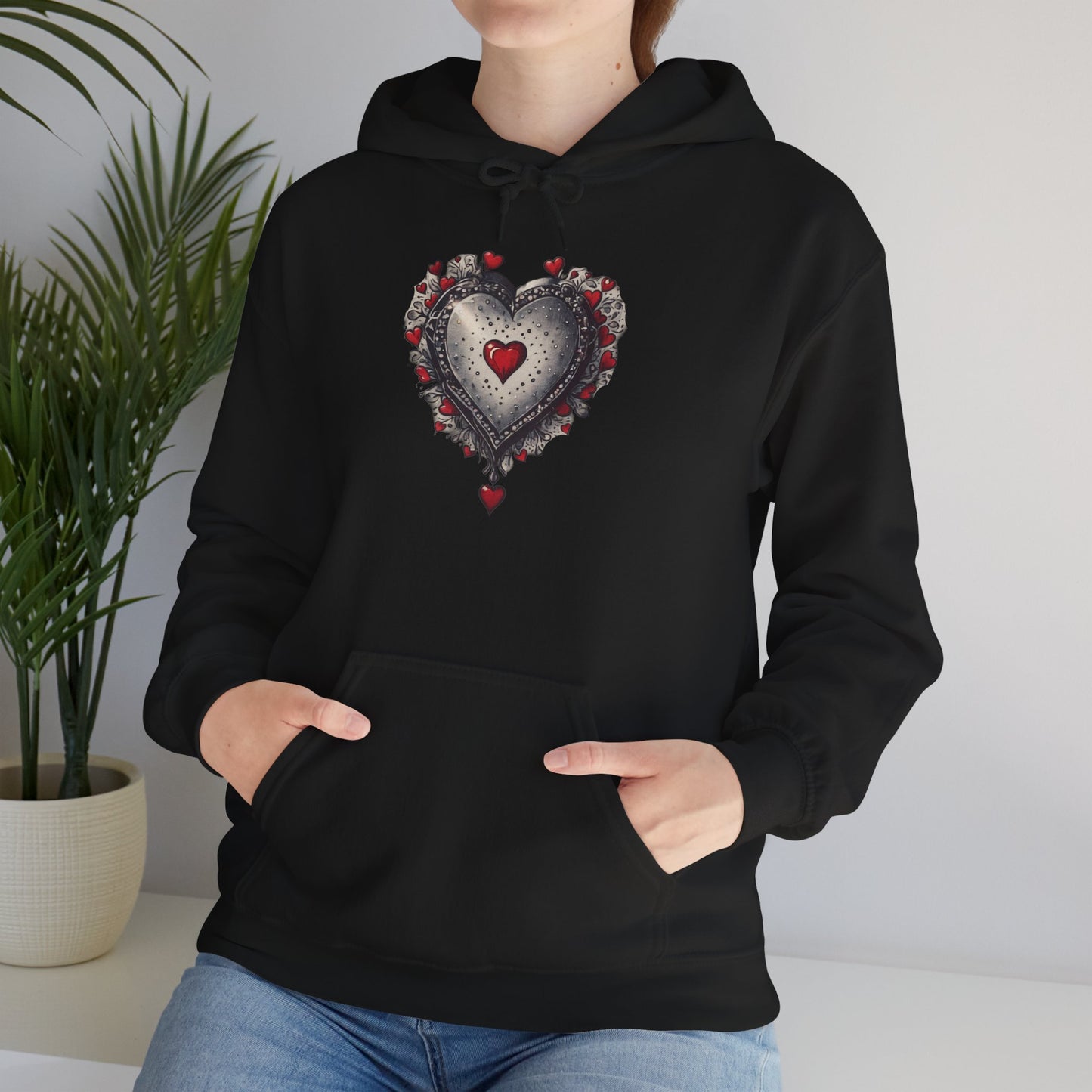 Heart Gilded Box Hoodie — Gothic Rose Heart Graphic Unisex Sweatshirt