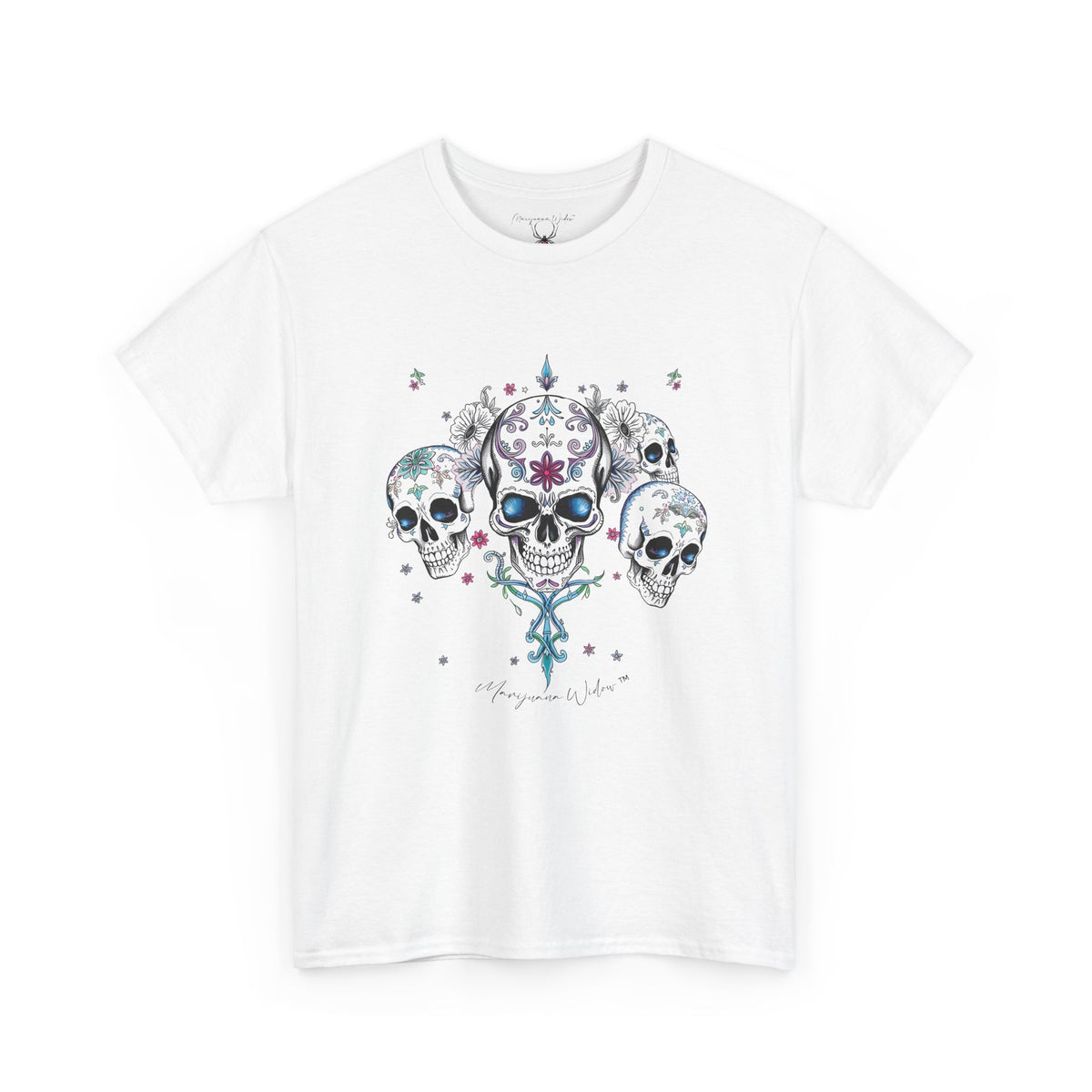 Dia de Los Muertos - Skulls - Blue Pink Green - Unisex T-shirt - Marijuana Widow