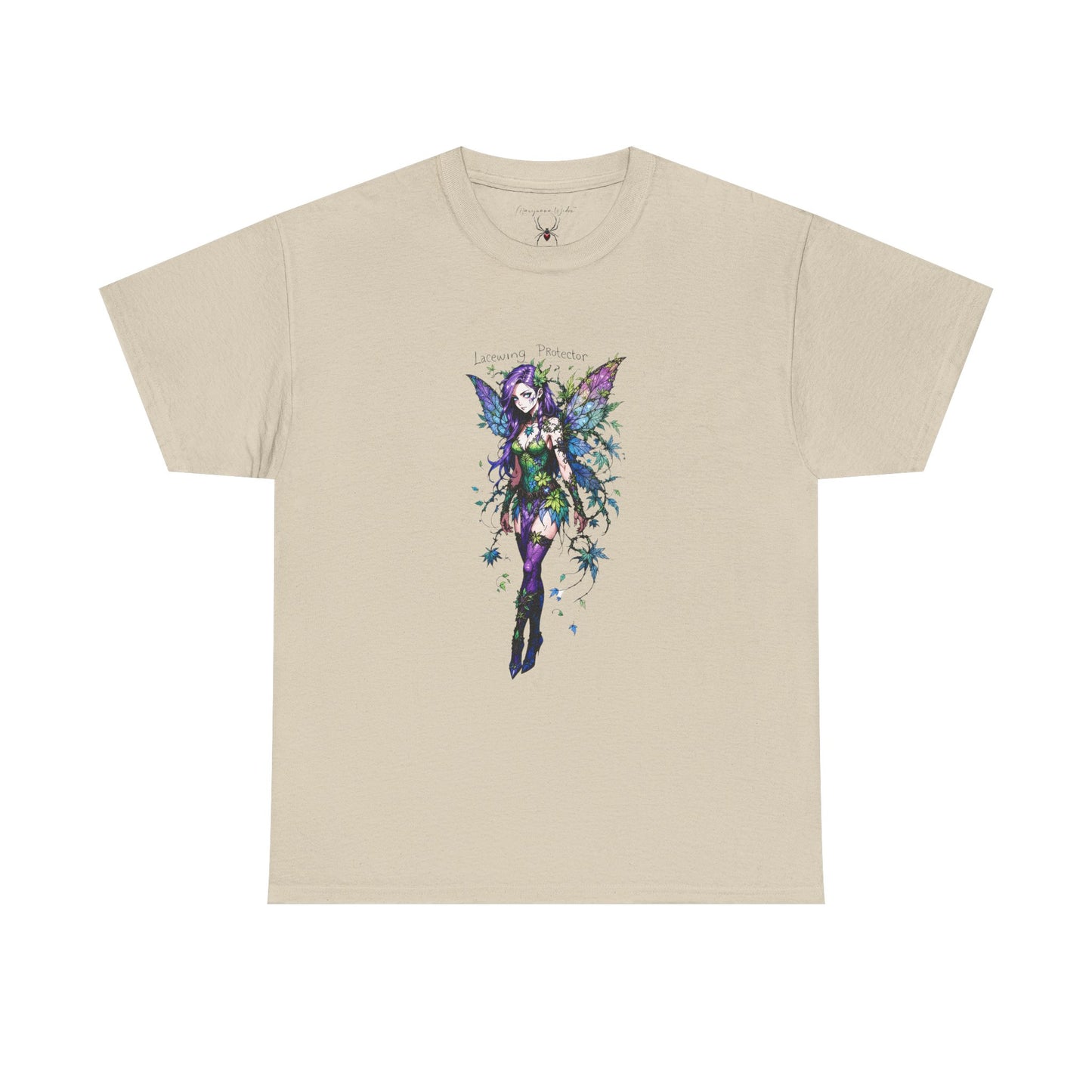 Fairy Art Tee — Lacewing Protector - Purple Green Watercolor Fairy Graphic - Unisex T-Shirt