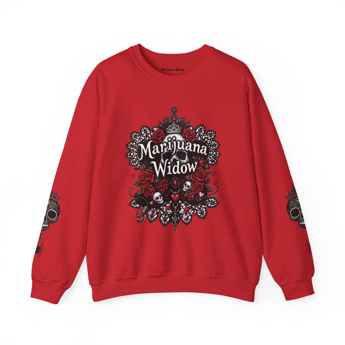 Marijuana Widow "Love My Skulls" Floral Crewneck Sweatshirt - Marijuana Widow