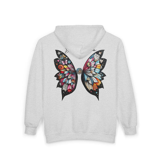 Fairy Butterfly Zip Hoodie - Dream Again - Full-Zip Unisex Sweatshirt