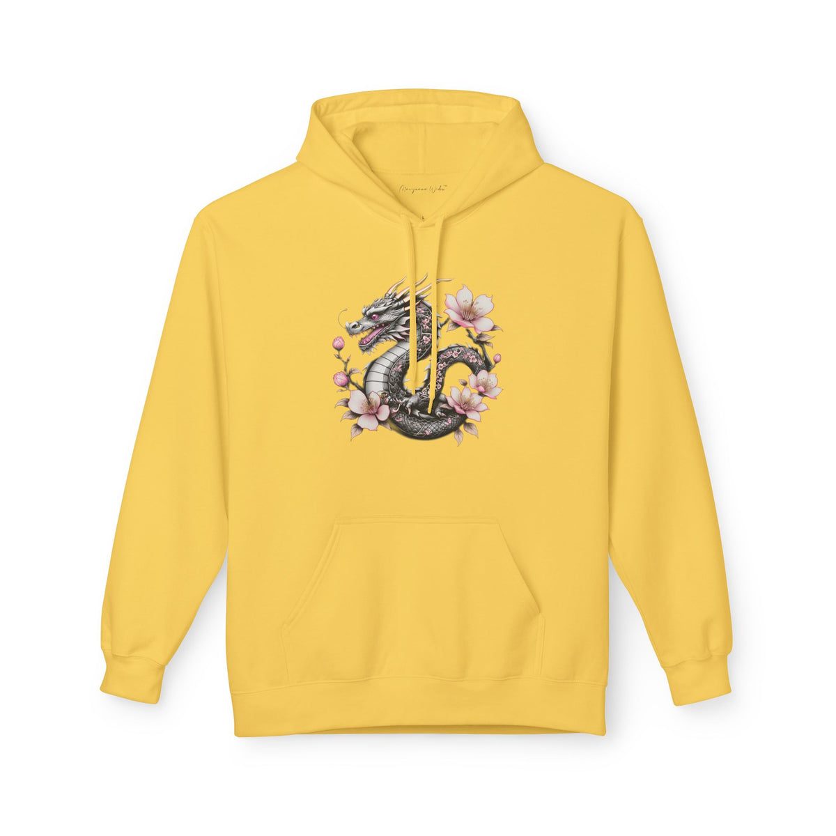 Floral Dragon Hoodie – Watercolor Sakura Yin-Yang Design - Unisex Sweatshirt - Marijuana Widow