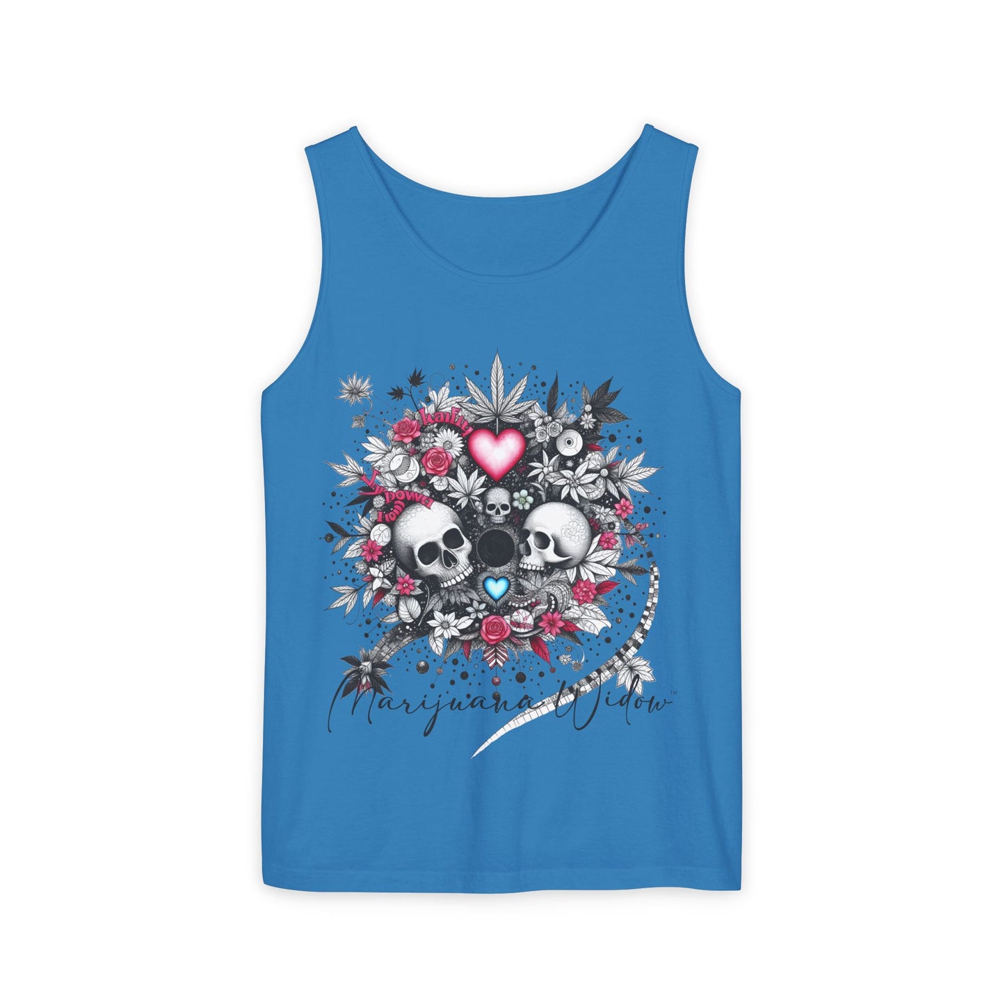 Skull & Roses Tank Top — Romantic Gothic Floral Graphic - Unisex Tank Top