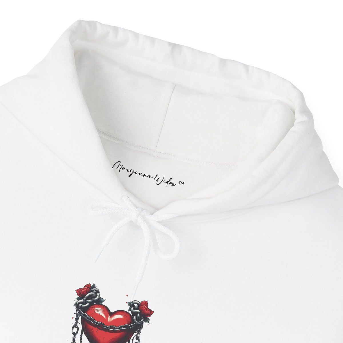 Cupid Girl Heart Necklace Hoodie – Cute Romantic Graphic Unisex Sweatshirt - Marijuana Widow