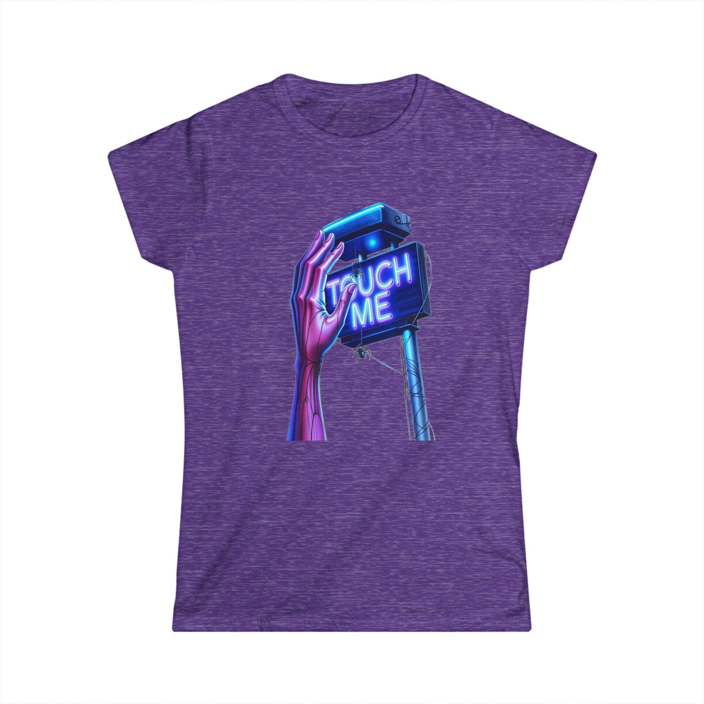 Touch Me - Blue Neon Sign - Women's Softstyle Short-Sleeve T-Shirt